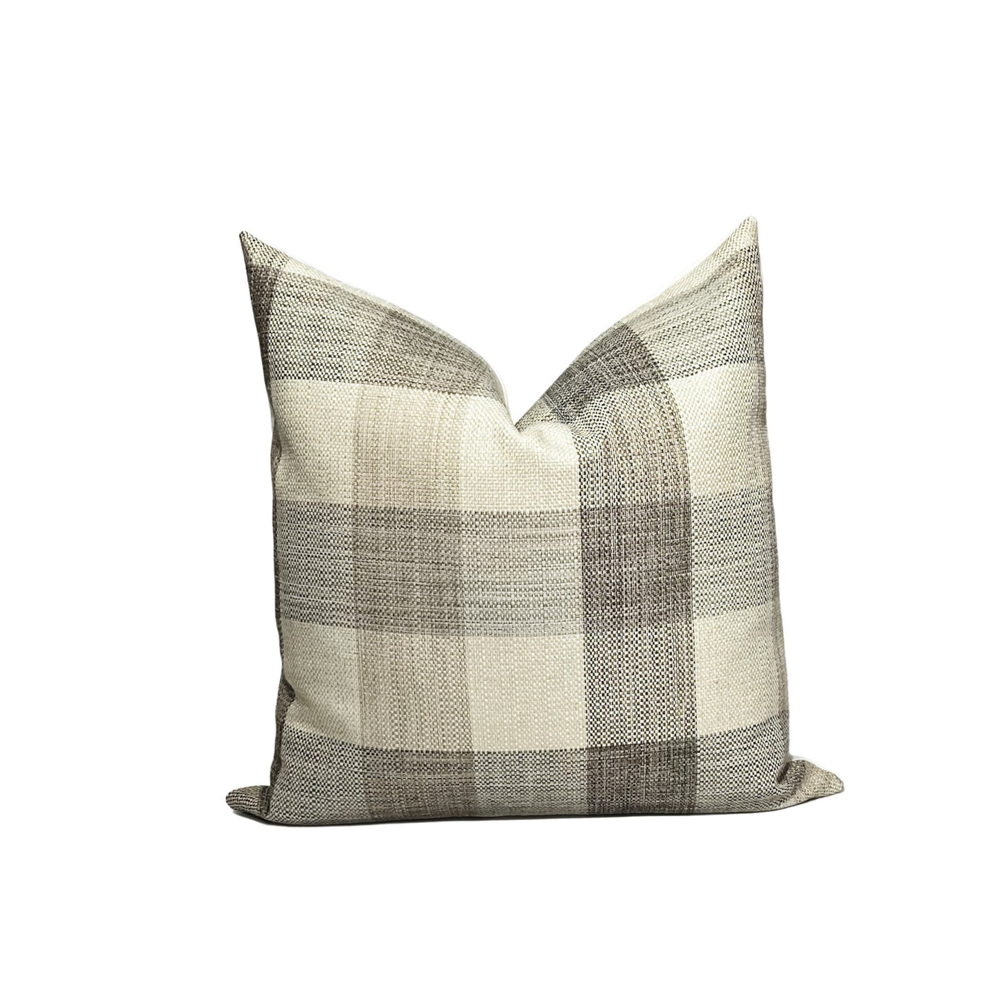 Neutral Plaid Pillow Cover: Farmhouse Throw Pillow, Rustic Accent Cushion