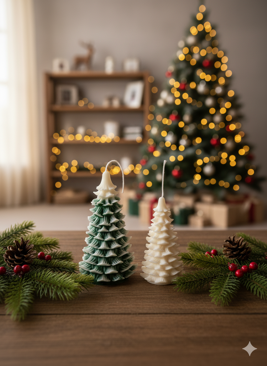 Handmade Christmas Tree Candle – Festive Winter Décor & Seasonal Gift