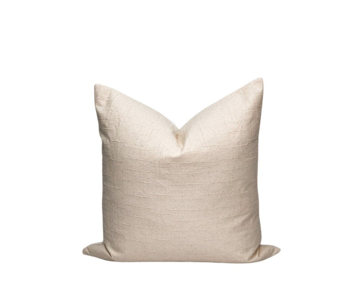 Off-White Textured Cotton Pillow Cover: USA Made Farmhouse Throw, Accent Pillow