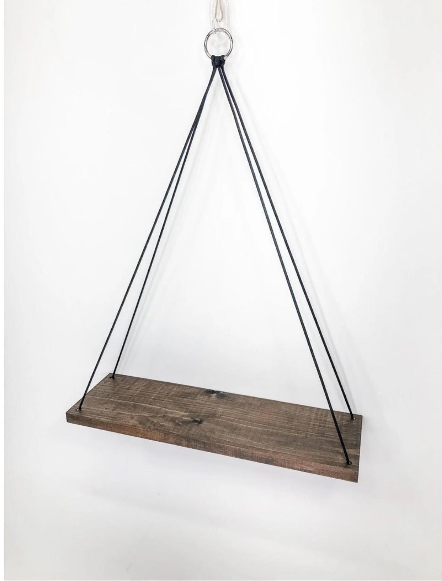 Handmade Espresso Wood Hanging Shelf: Modern Farmhouse Wall Decor, Plant Storage Shelf