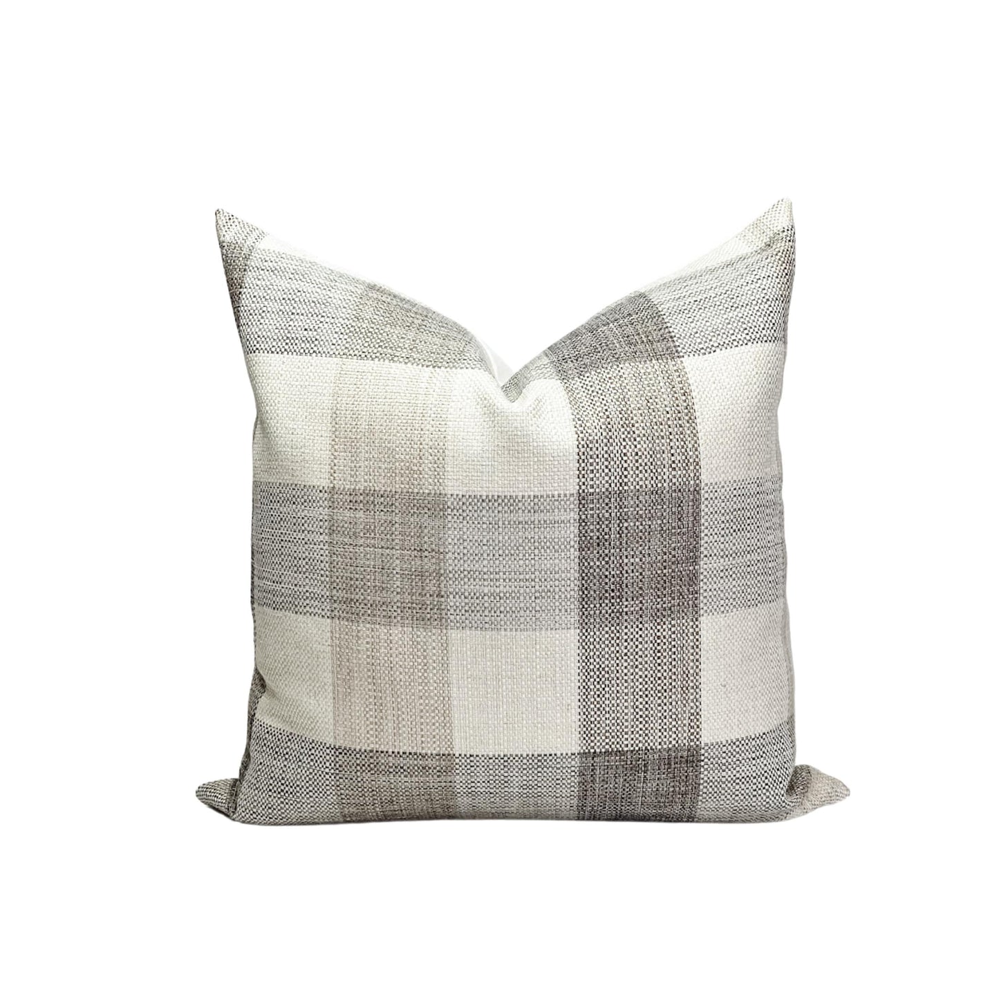 Neutral Plaid Pillow Cover: Farmhouse Throw Pillow, Rustic Accent Cushion