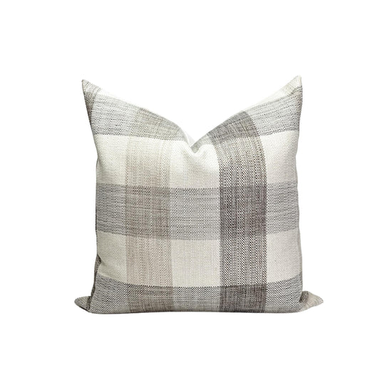 Neutral Plaid Pillow Cover: Farmhouse Throw Pillow, Rustic Accent Cushion