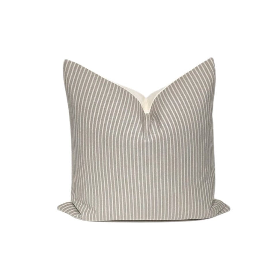 Grey Stripe Pillow Cover: Modern Minimalist Throw Cushion, Neutral Decorative Accent