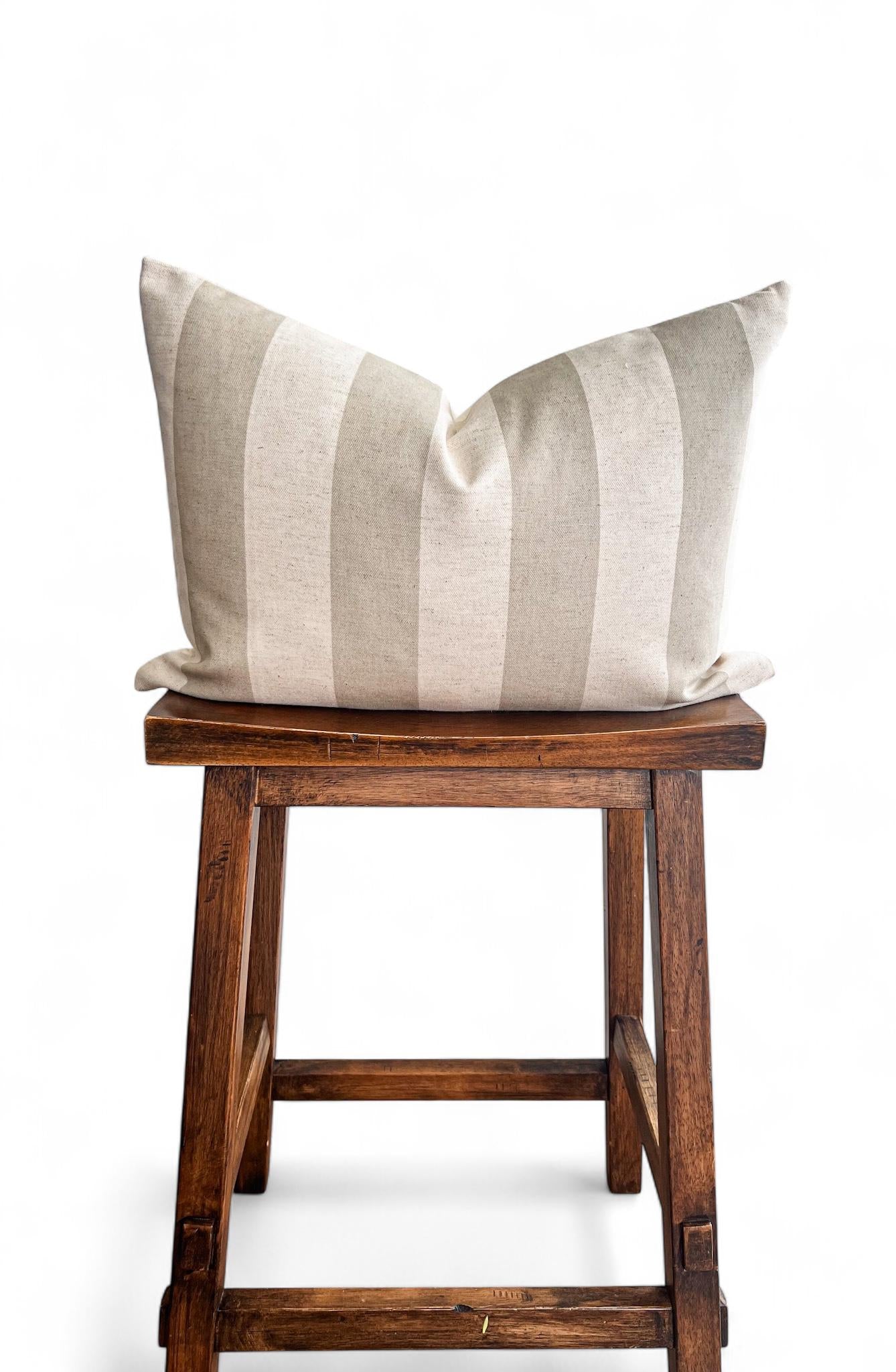 Handmade Beige & Cream Striped Pillow Cover Set: Modern Farmhouse Decor