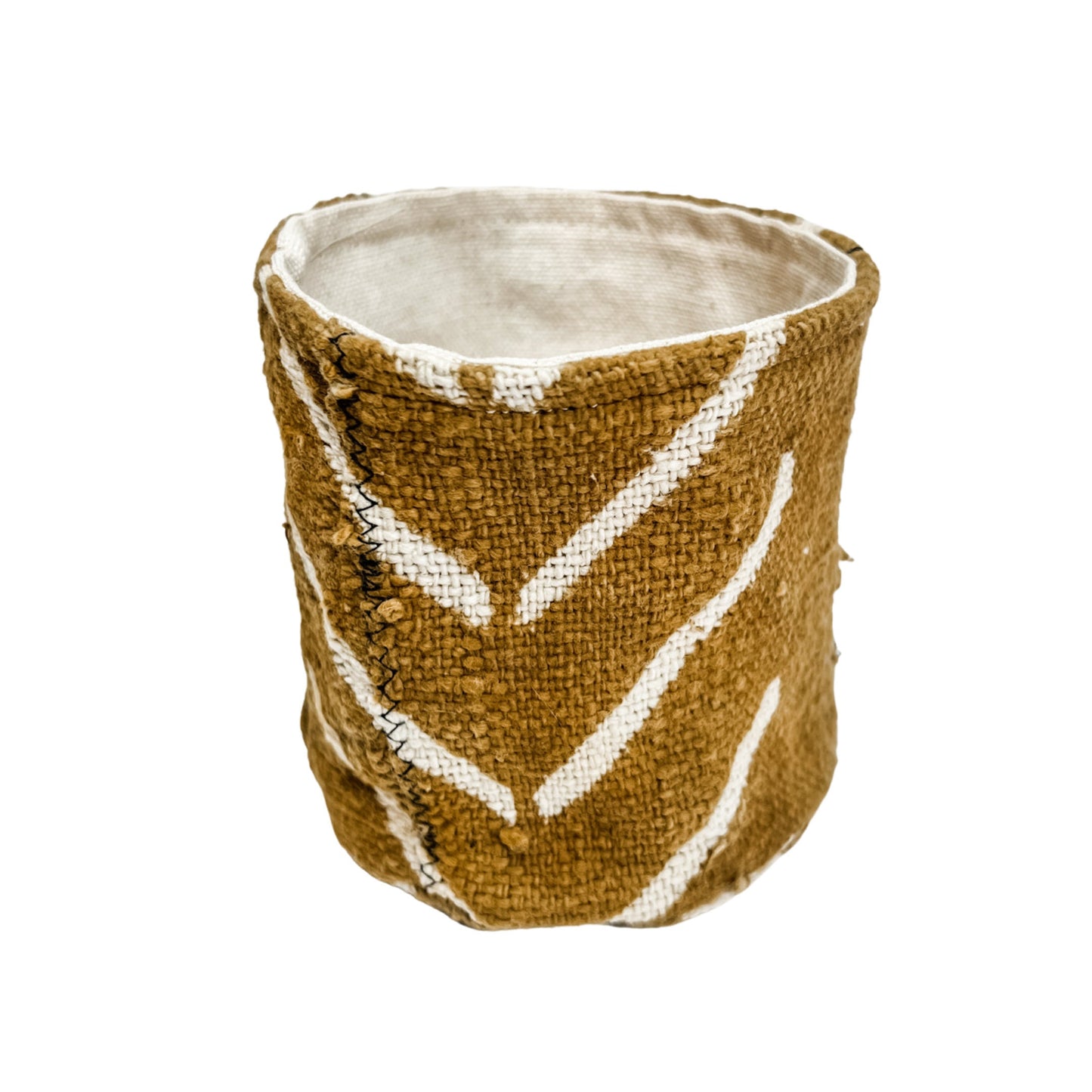 Mudcloth Plant Basket: Boho Planter & Storage Bin for Home Decor