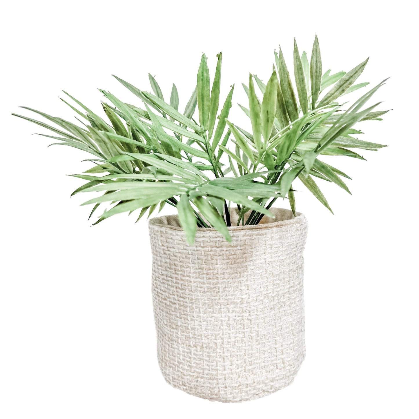 Cream Woven Plant Basket: Neutral Boho Storage Bin & Organizer