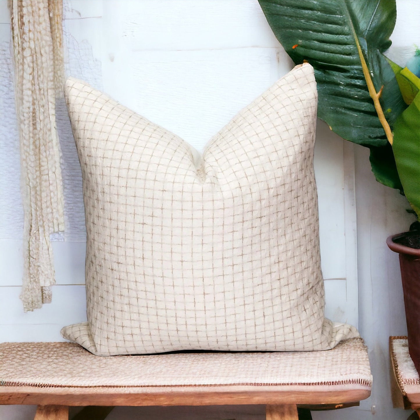 Cream Woven Throw Pillow Cover: Neutral Home Cushion,  Modern Farmhouse Pillow