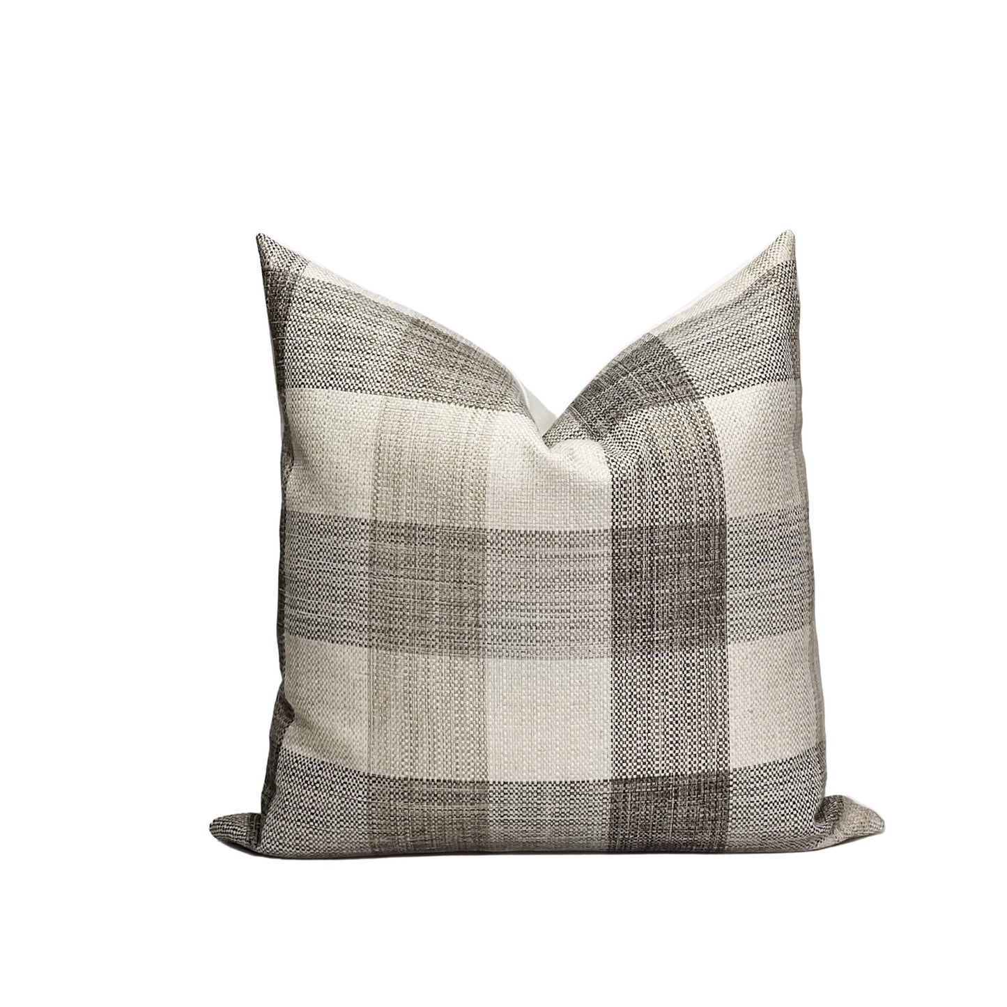 Neutral Plaid Pillow Cover: Farmhouse Throw Pillow, Rustic Accent Cushion