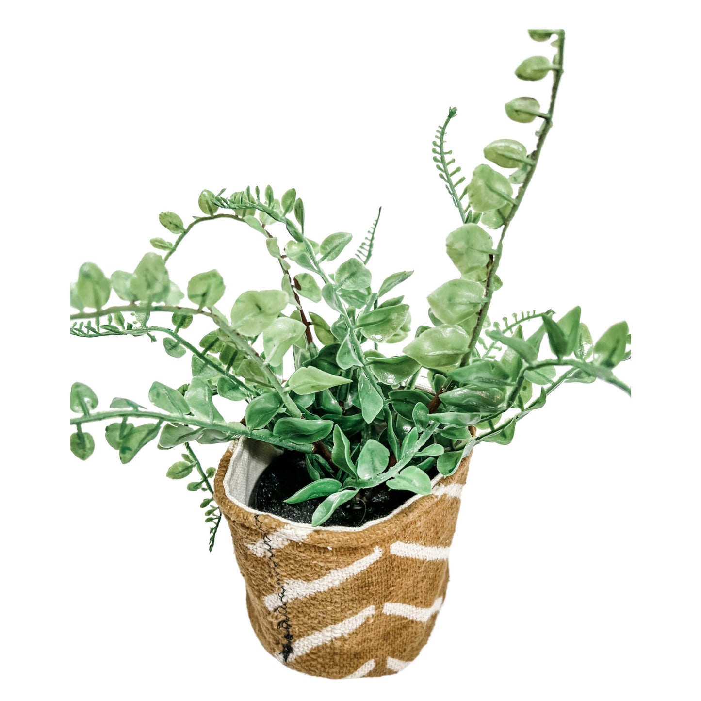 Mudcloth Plant Basket: Boho Planter & Storage Bin for Home Decor