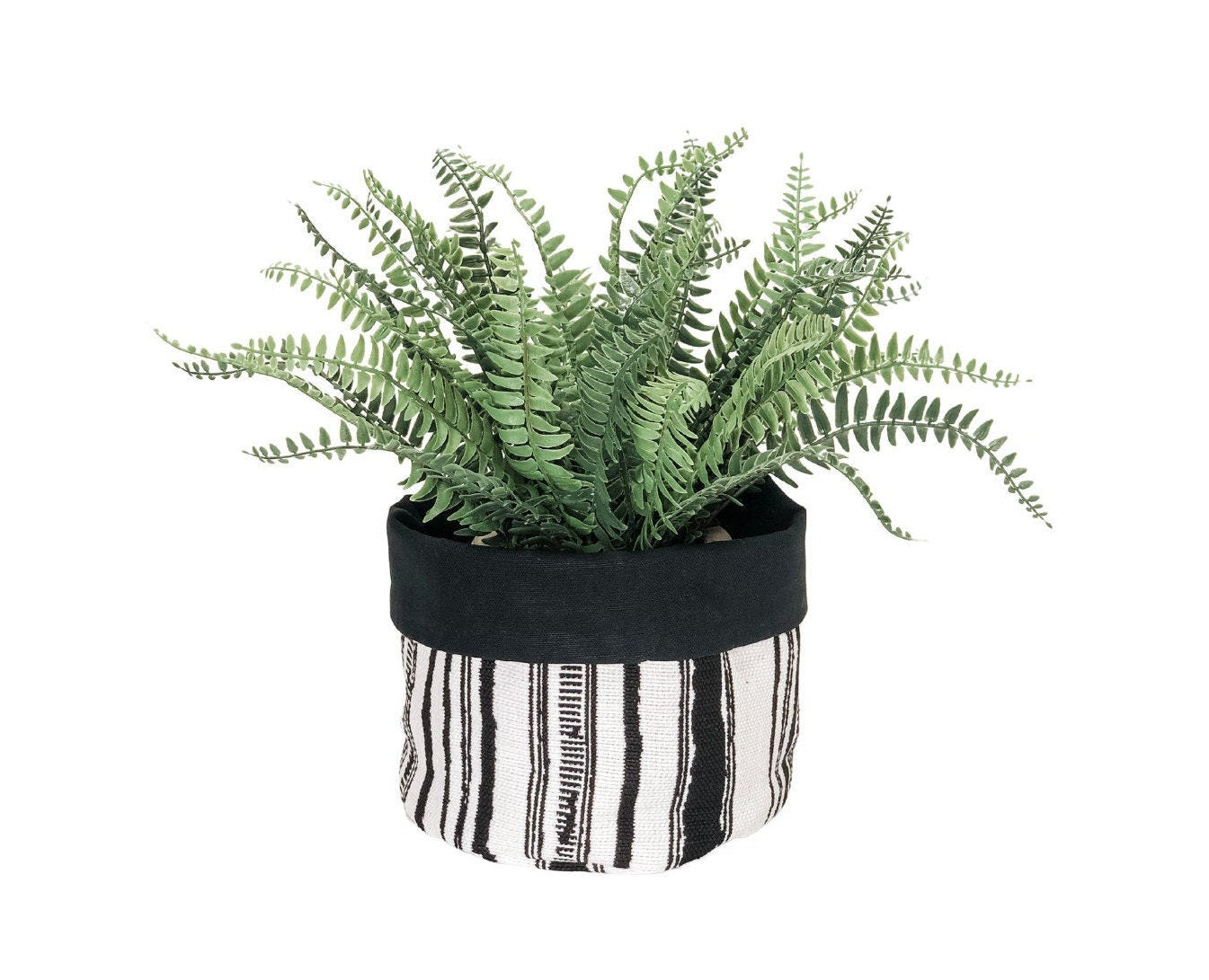Black & White Stripe Plant Basket: Boho Decor, Minimalist Storage Basket