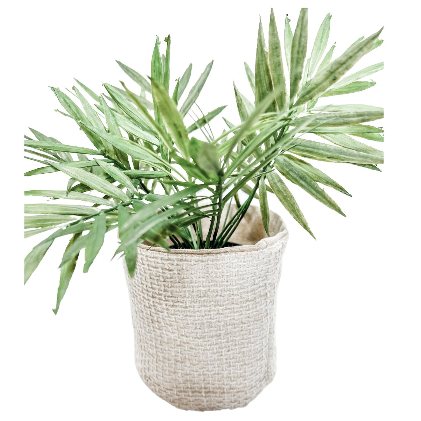 Cream Woven Plant Basket: Neutral Boho Storage Bin & Organizer