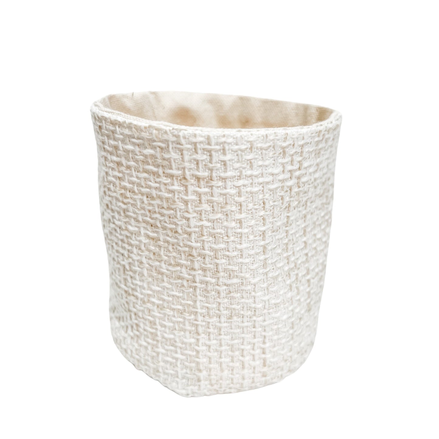 Cream Woven Plant Basket: Neutral Boho Storage Bin & Organizer