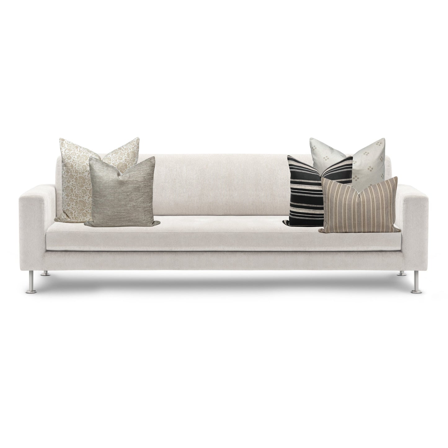 Farmhouse Throw Pillow Cover Set of 5: Linen Cushion Combo (22x22, 20x20, 14x20)