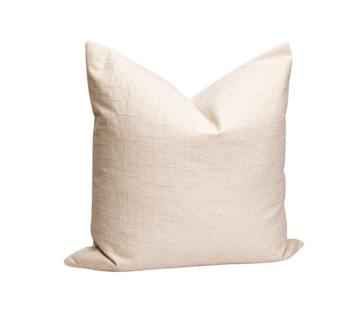 Off-White Textured Cotton Pillow Cover: USA Made Farmhouse Throw, Accent Pillow