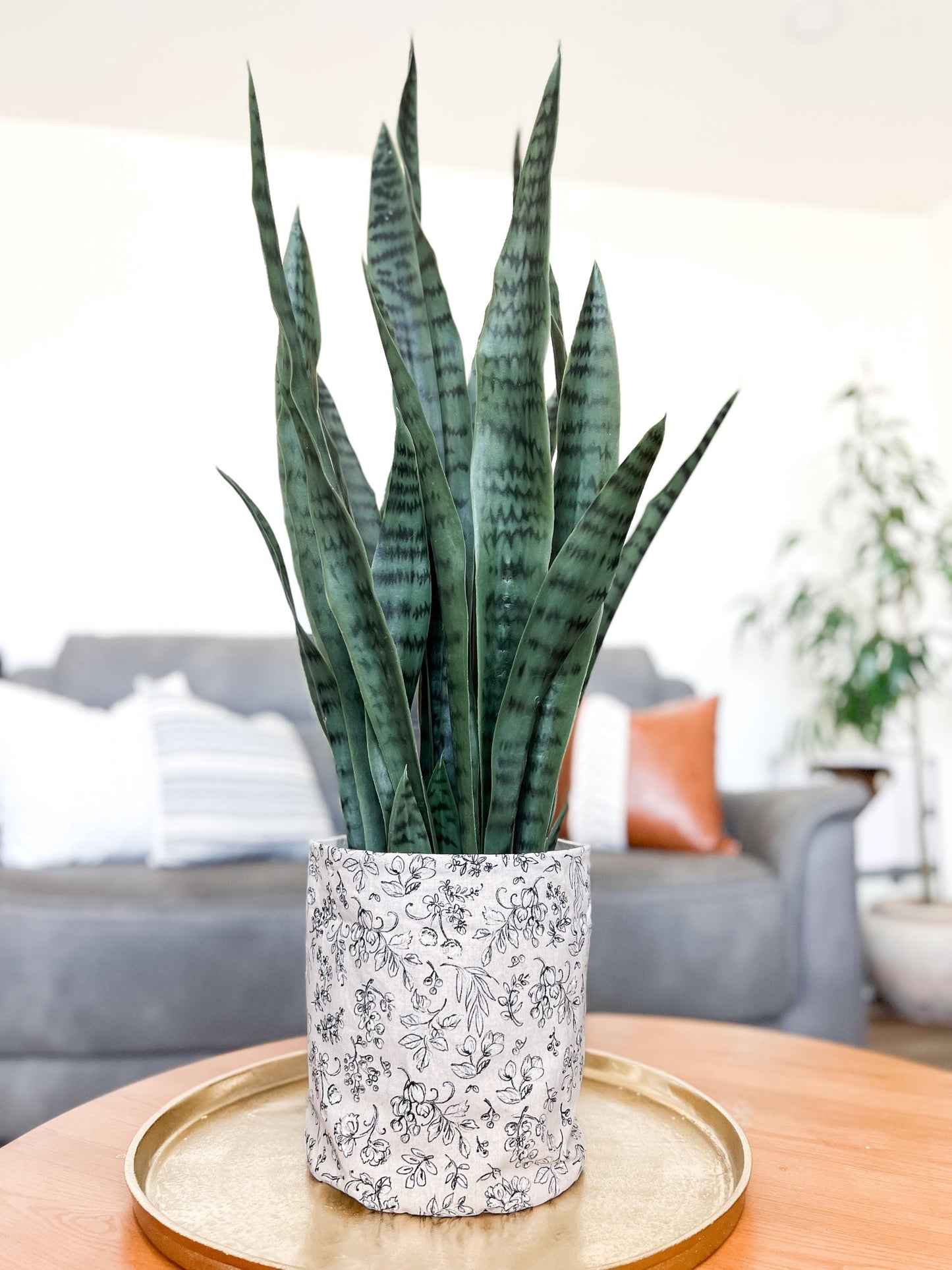 Floral Canvas Plant Basket: Boho Foldable Storage Bin For Home Decor