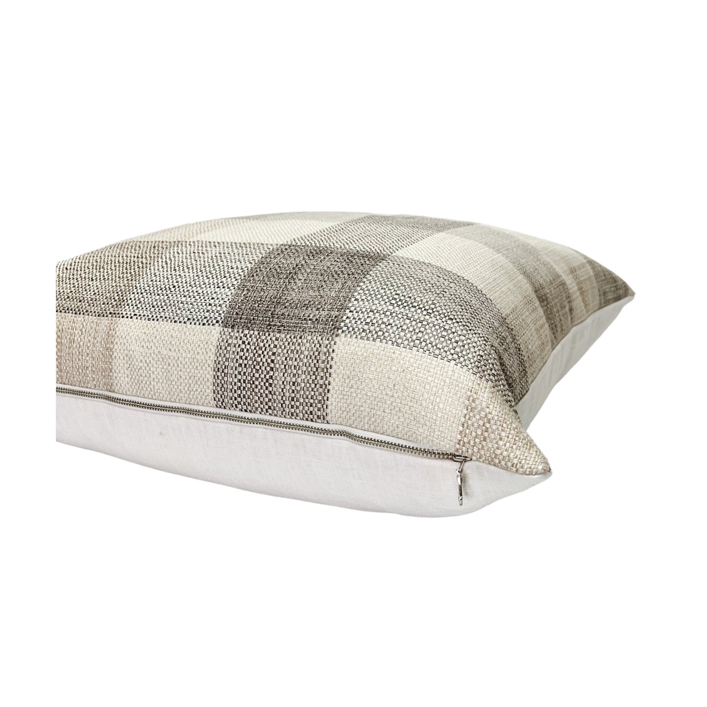 Neutral Plaid Pillow Cover: Farmhouse Throw Pillow, Rustic Accent Cushion