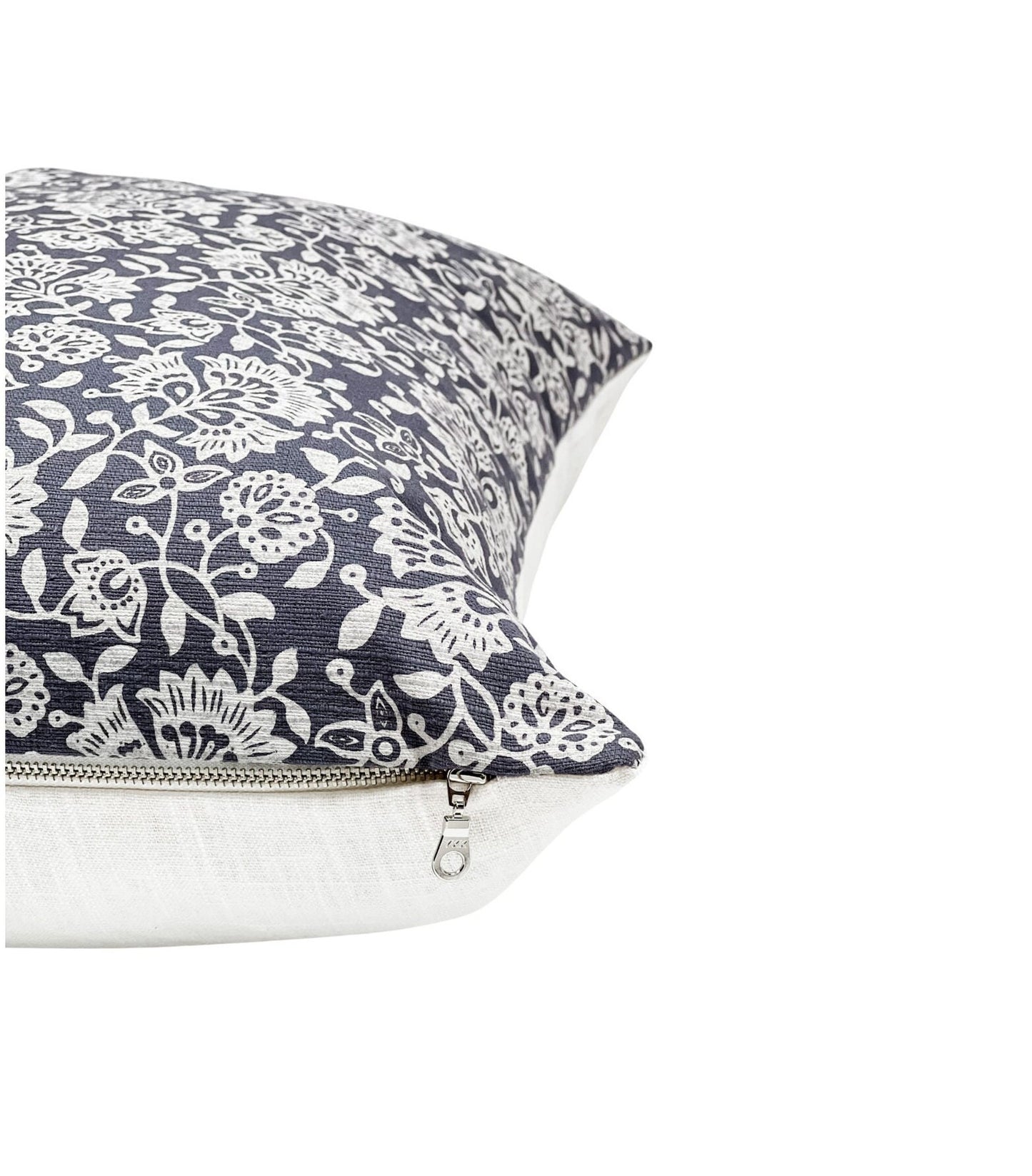 Grey Floral Pillow Cover: Modern Boho Throw Pillow, Decorative Sofa Cushion