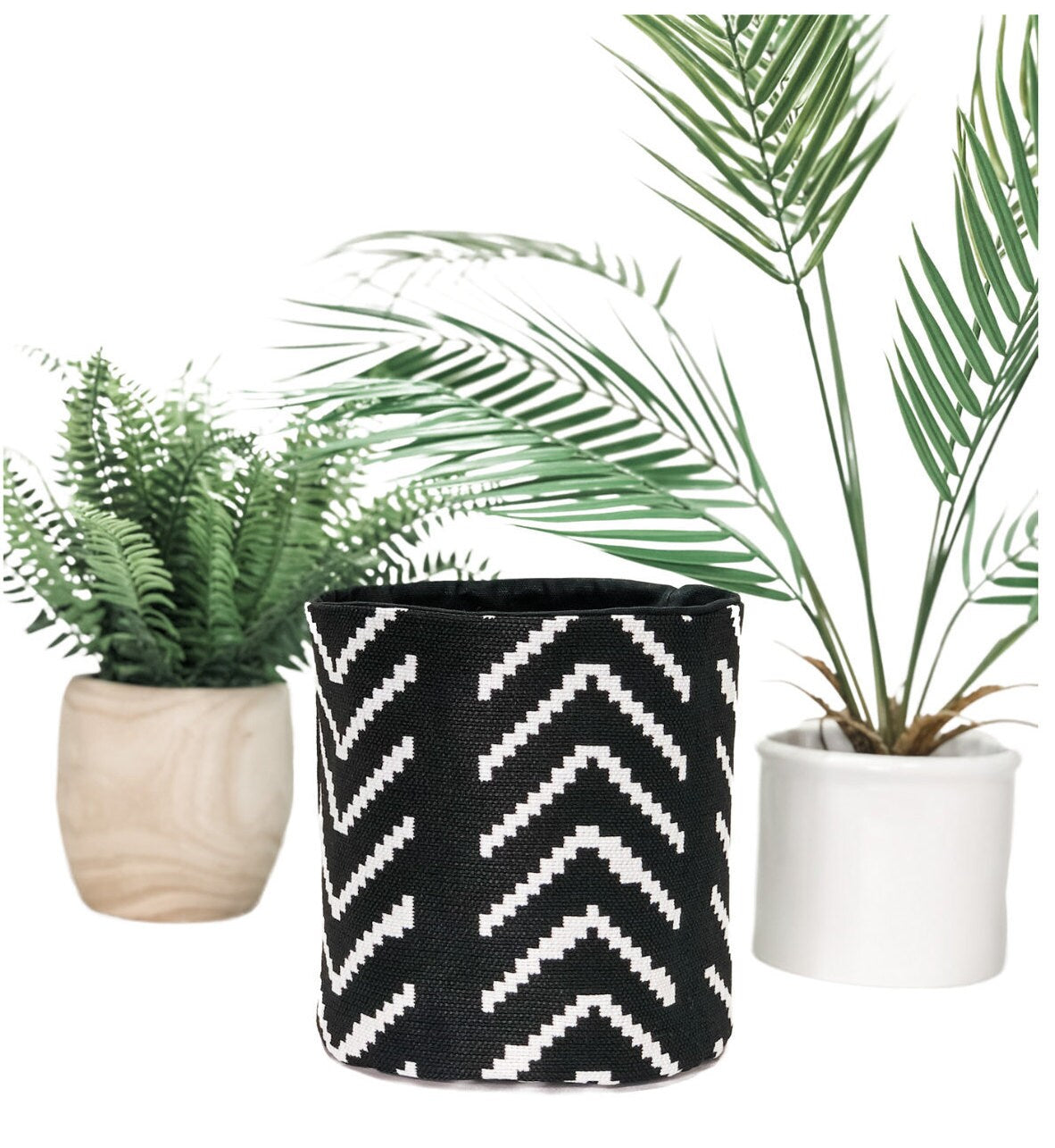 Black & White Arrow Storage Organizer: Plant Basket, Boho Farmhouse Decor