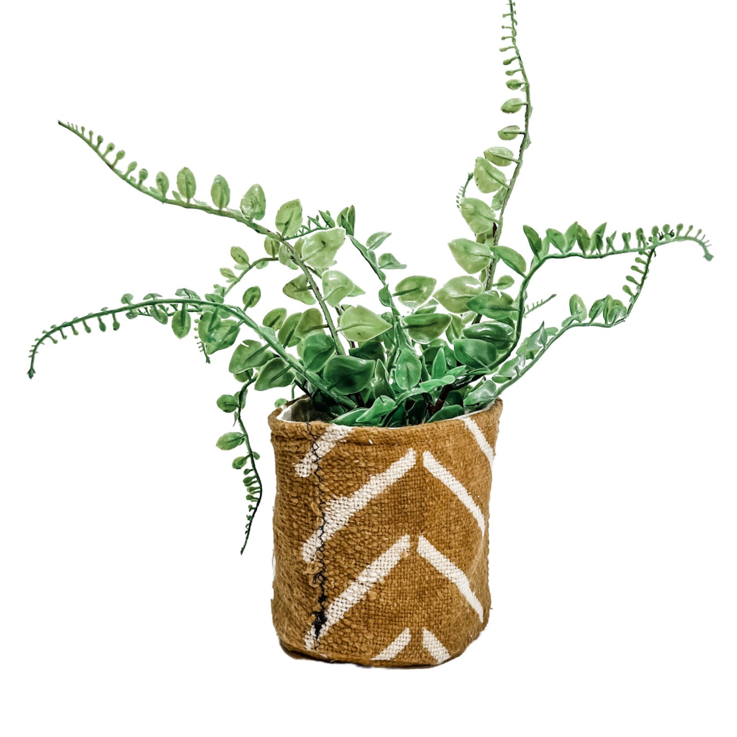 Mudcloth Plant Basket: Boho Planter & Storage Bin for Home Decor