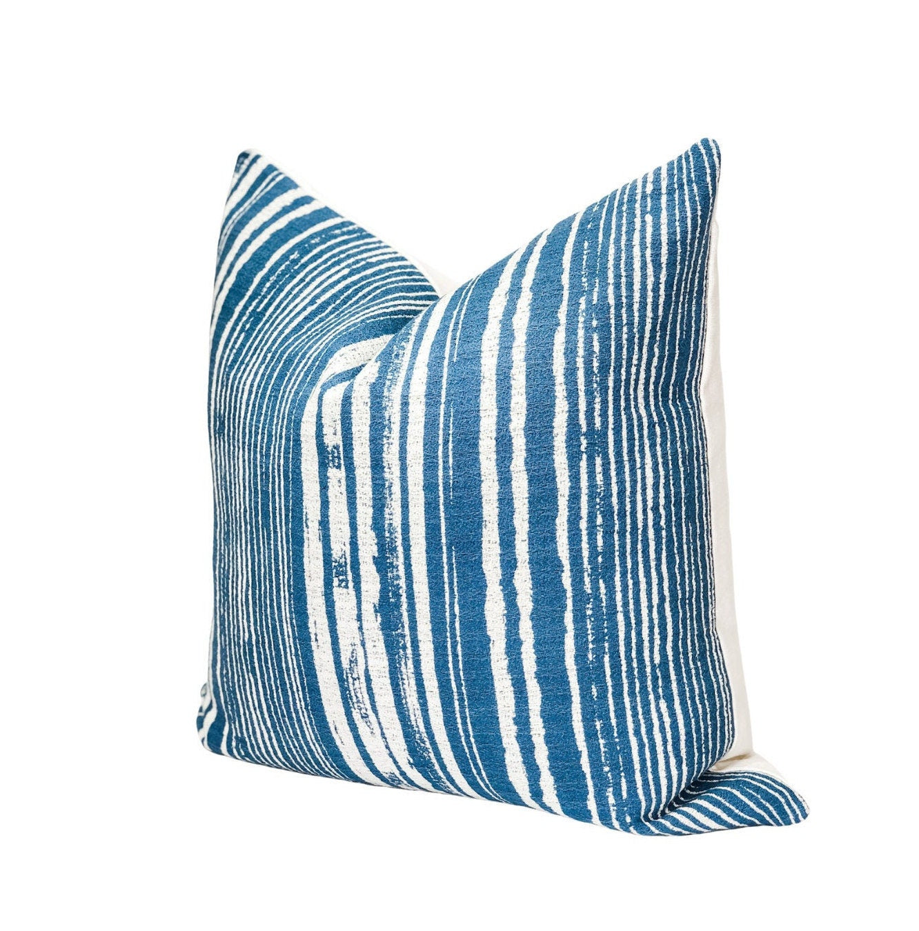 Blue & White Pillow Cover: Boho Throw Cushion, Decorative Accent Pillow