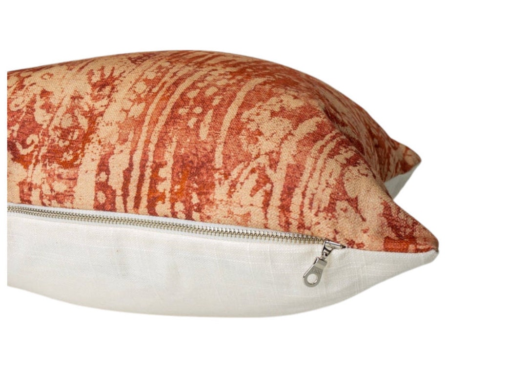 Red & Beige Paisley Pillow Cover: Boho Decorative Cushion Accent