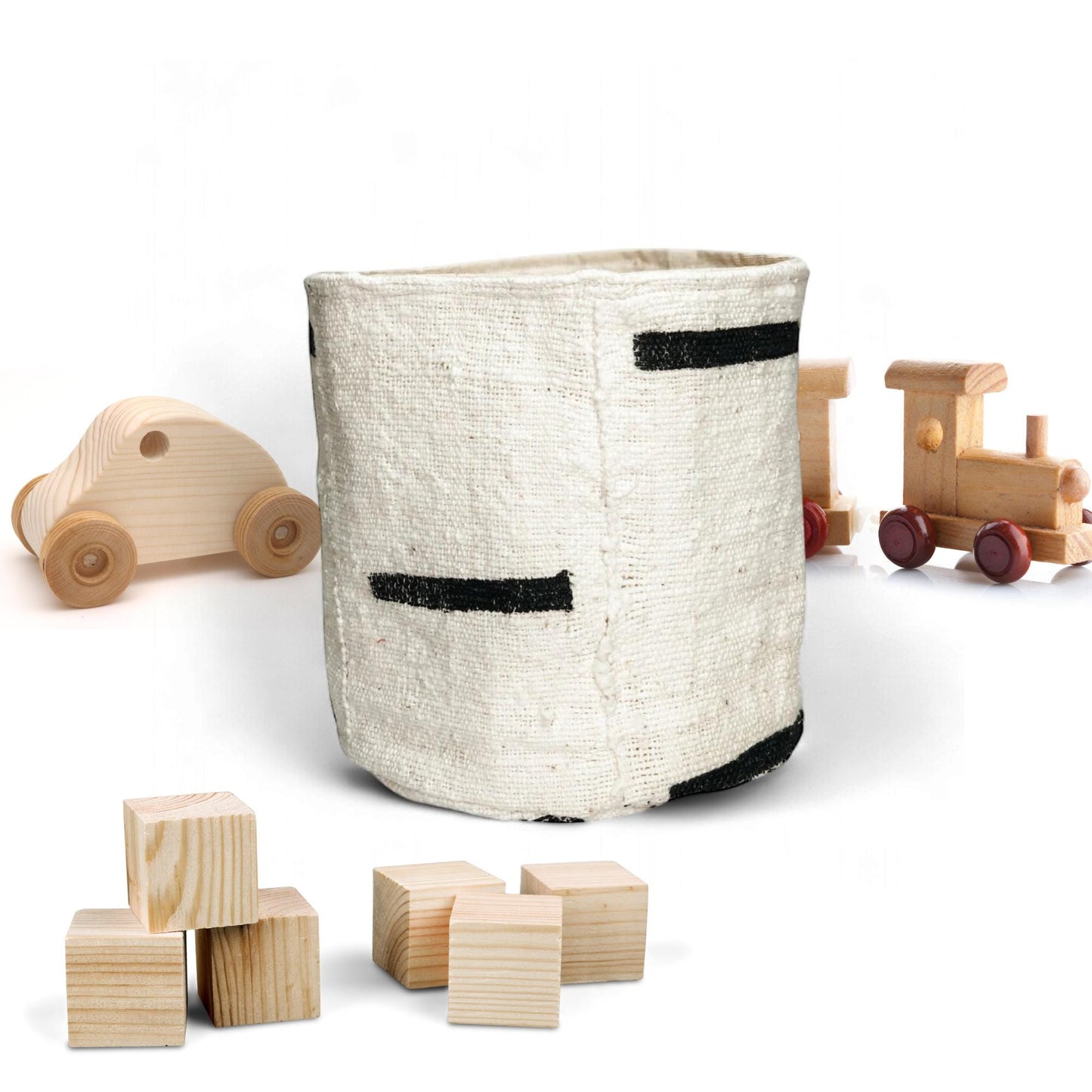Handmade Mudcloth Basket: Boho Plant Pot Cover, Montessori Toy & Pet Storage Bin