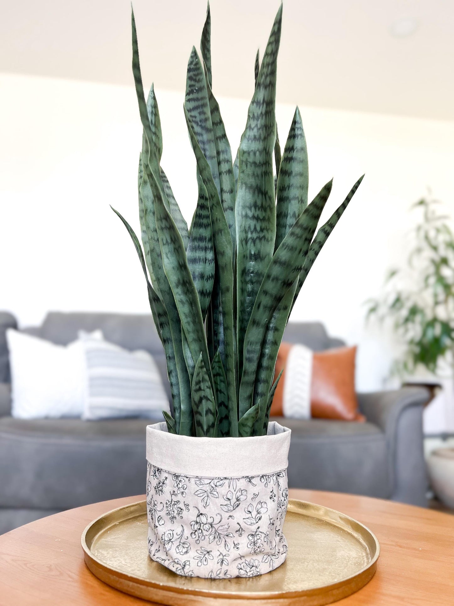 Floral Canvas Plant Basket: Boho Foldable Storage Bin For Home Decor