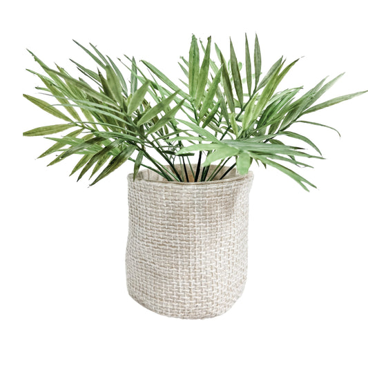 Cream Woven Plant Basket: Neutral Boho Storage Bin & Organizer