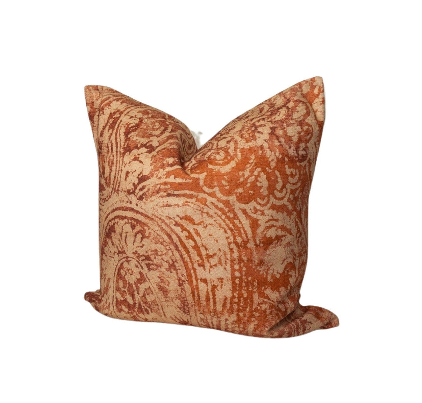 Red & Beige Paisley Pillow Cover: Boho Decorative Cushion Accent
