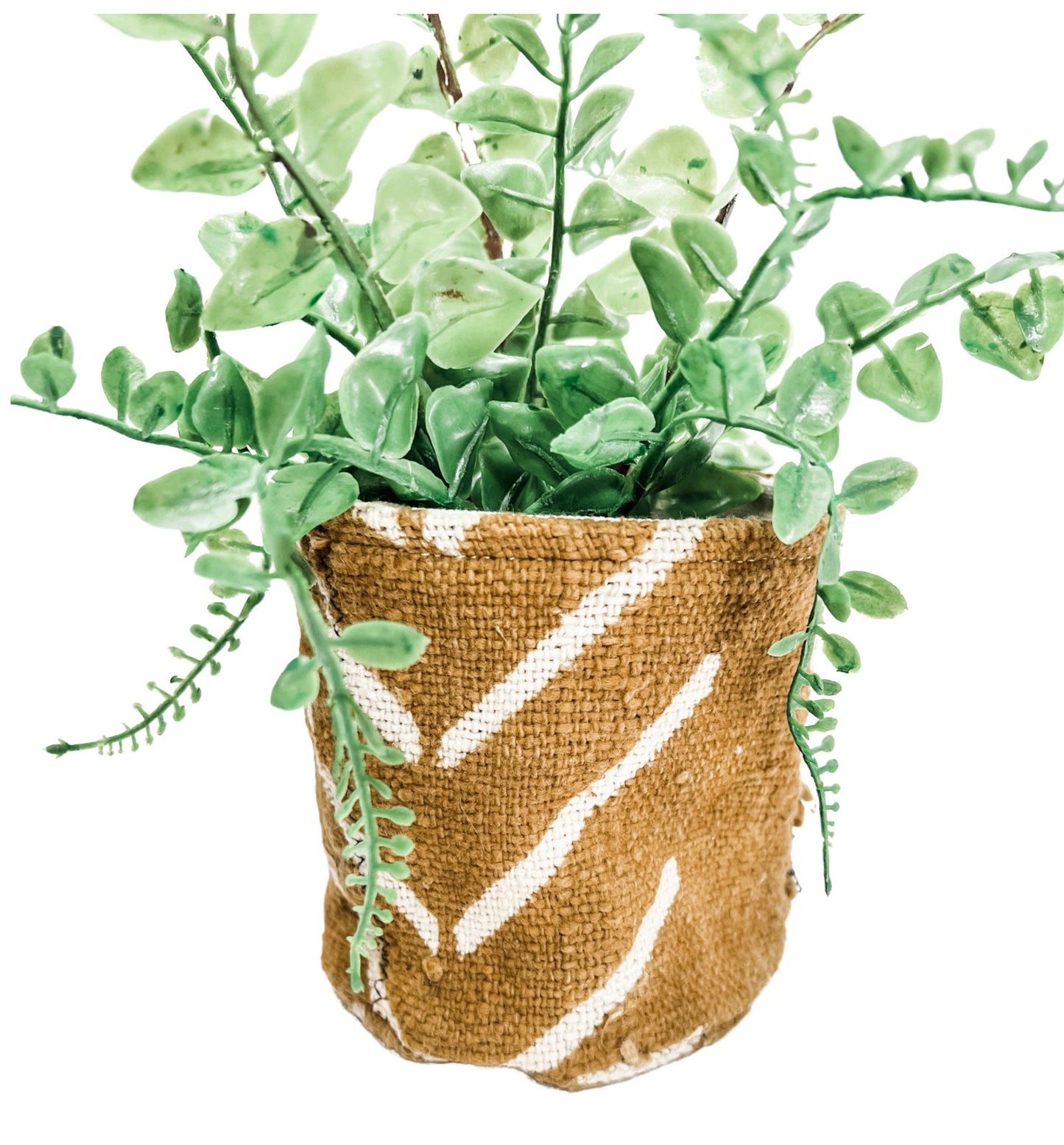 Mudcloth Plant Basket: Boho Planter & Storage Bin for Home Decor