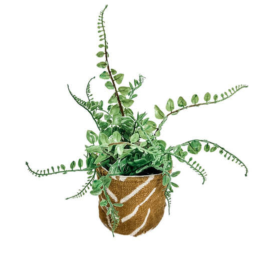 Mudcloth Plant Basket: Boho Planter & Storage Bin for Home Decor