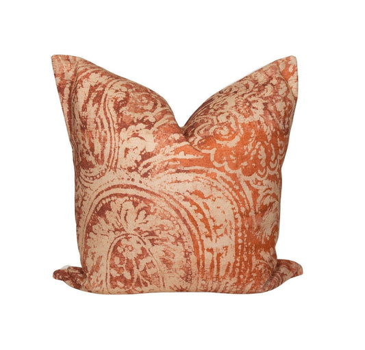 Red & Beige Paisley Pillow Cover: Boho Decorative Cushion Accent