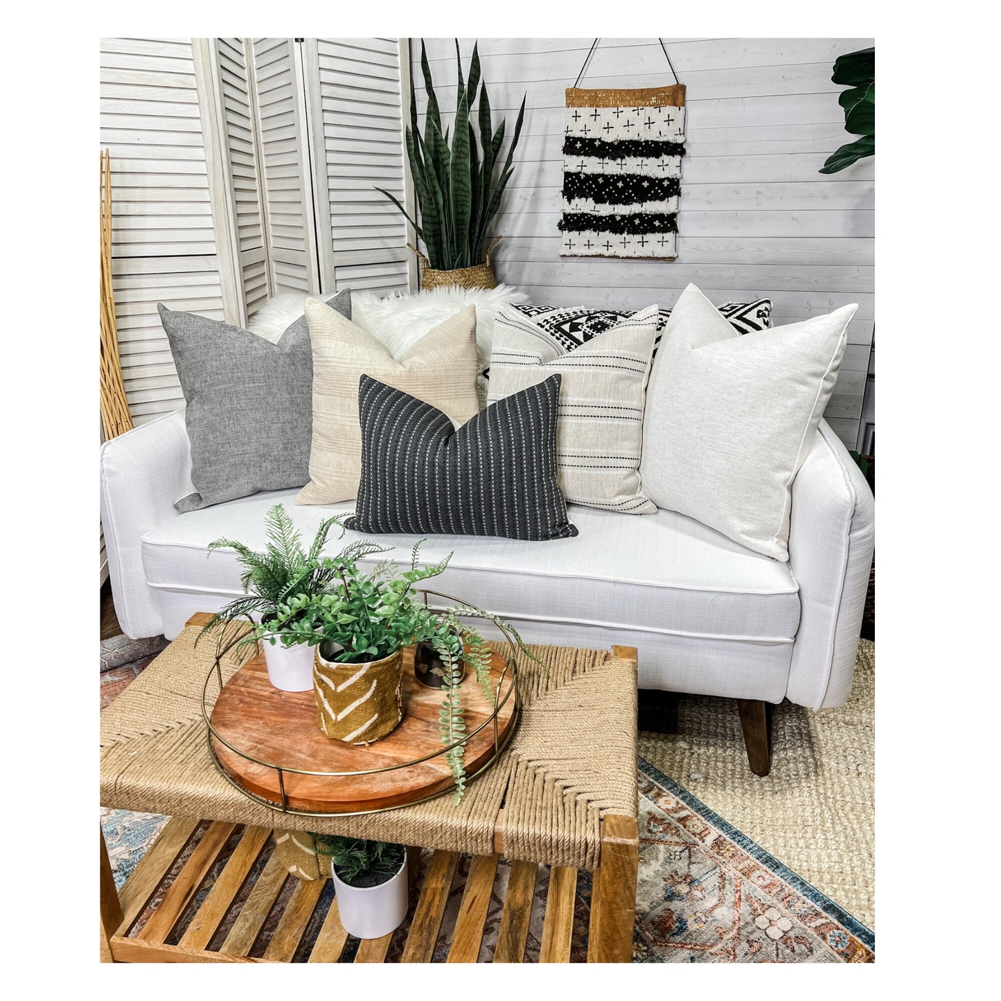 Pillow Cover Set: Modern Farmhouse Throw Cushion Combo for Sofa or Bed