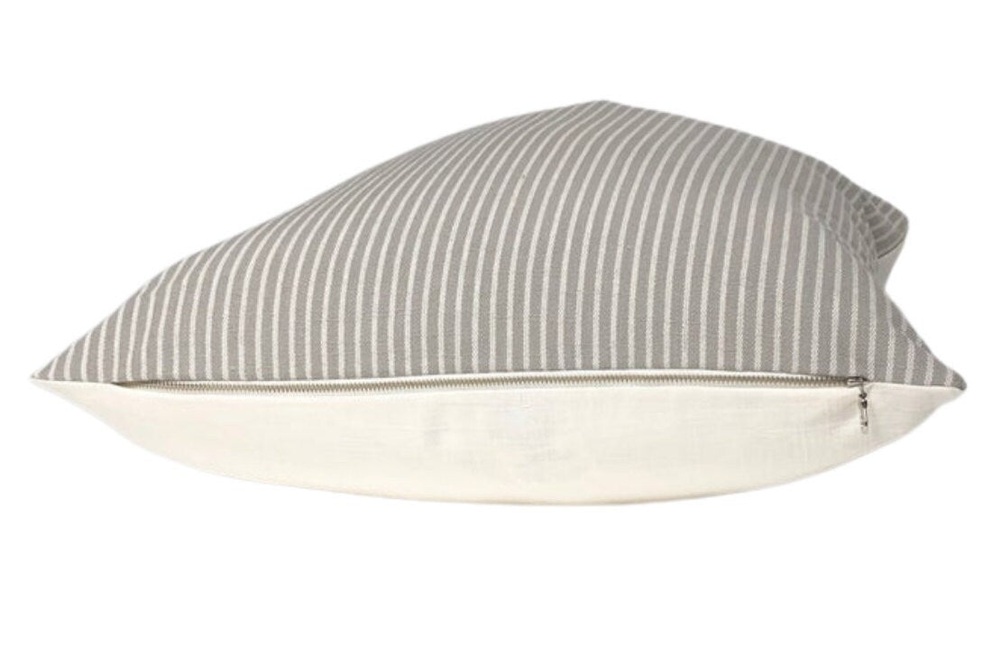 Grey Stripe Pillow Cover: Modern Minimalist Throw Cushion, Neutral Decorative Accent
