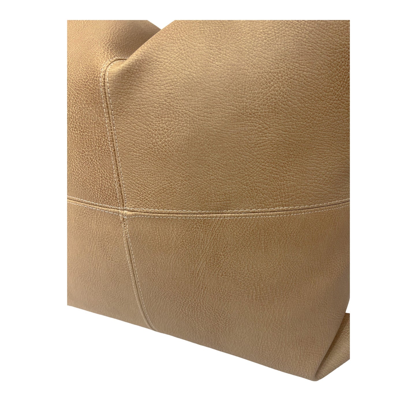Tan Faux Leather Pillow Cover, Hand Stitched, Modern Farmhouse Throw Pillow