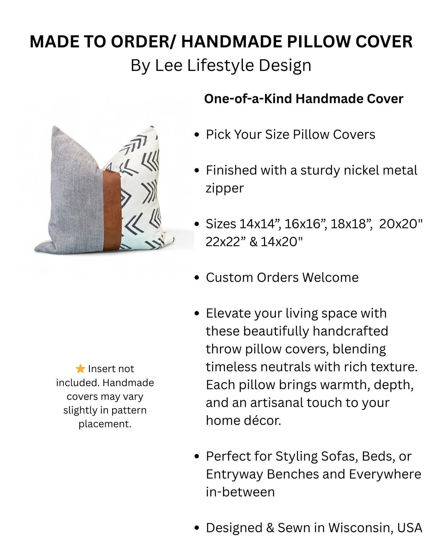 Grey, Boho Geometric Pattern, Cognac Faux Leather: Throw Cushion Case