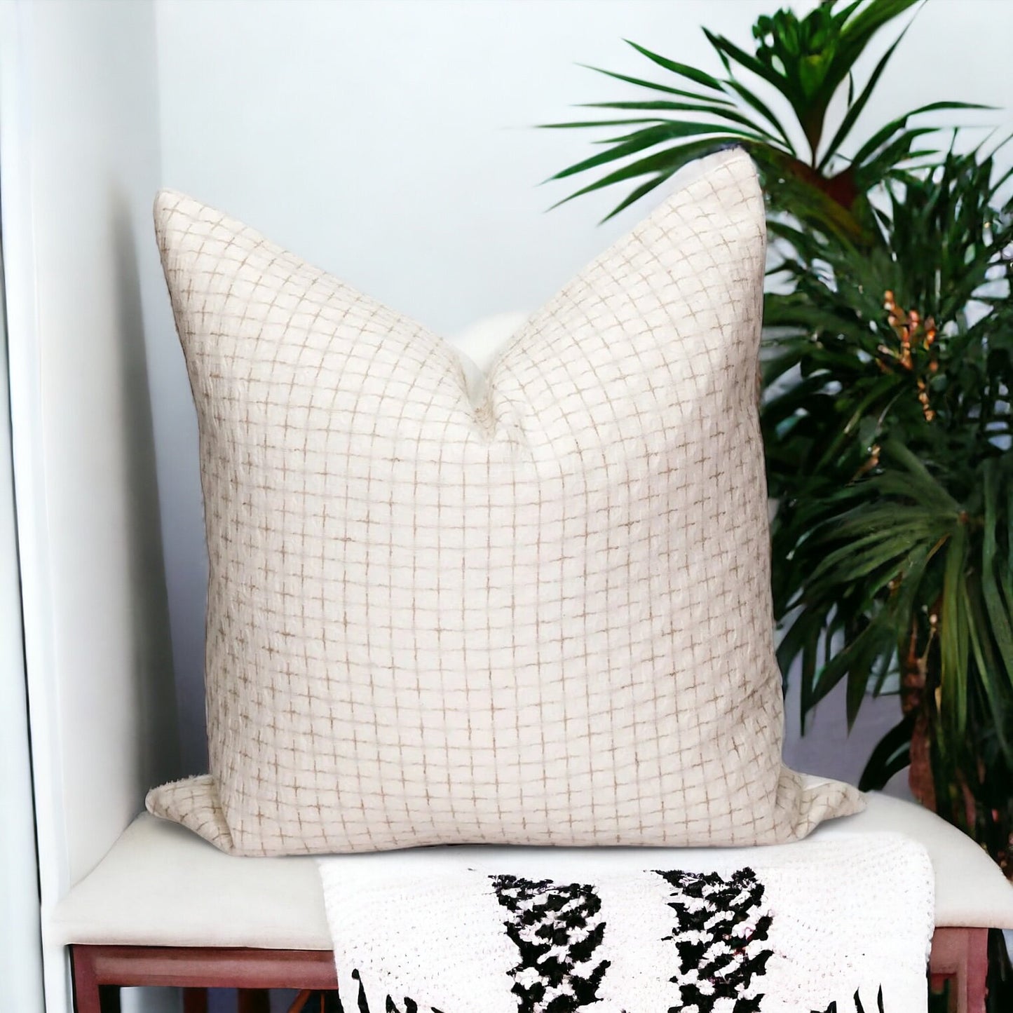 Cream Woven Throw Pillow Cover: Neutral Home Cushion,  Modern Farmhouse Pillow