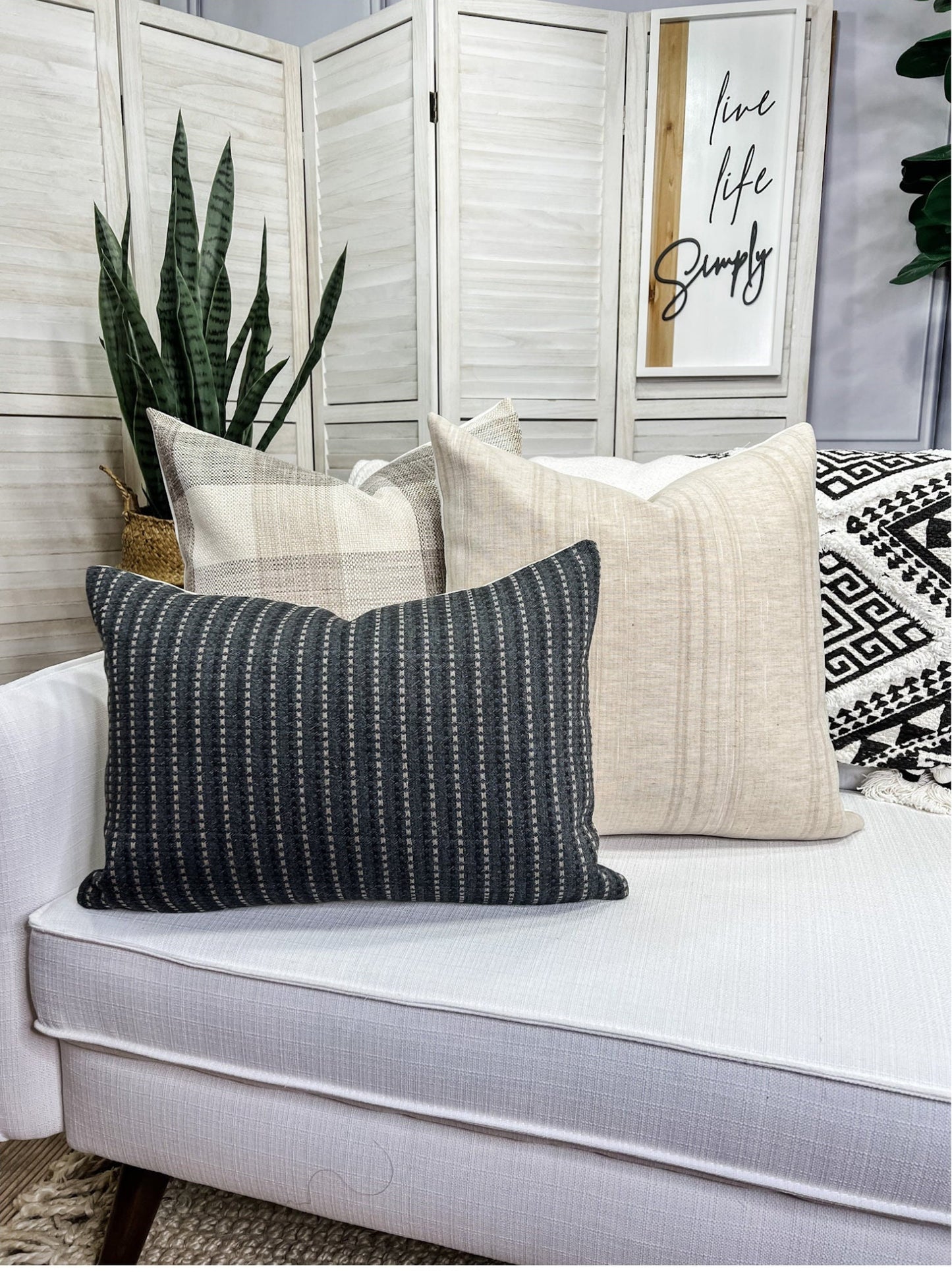 Pillow Cover Set of 3: USA Made Farmhouse Throw Pillows