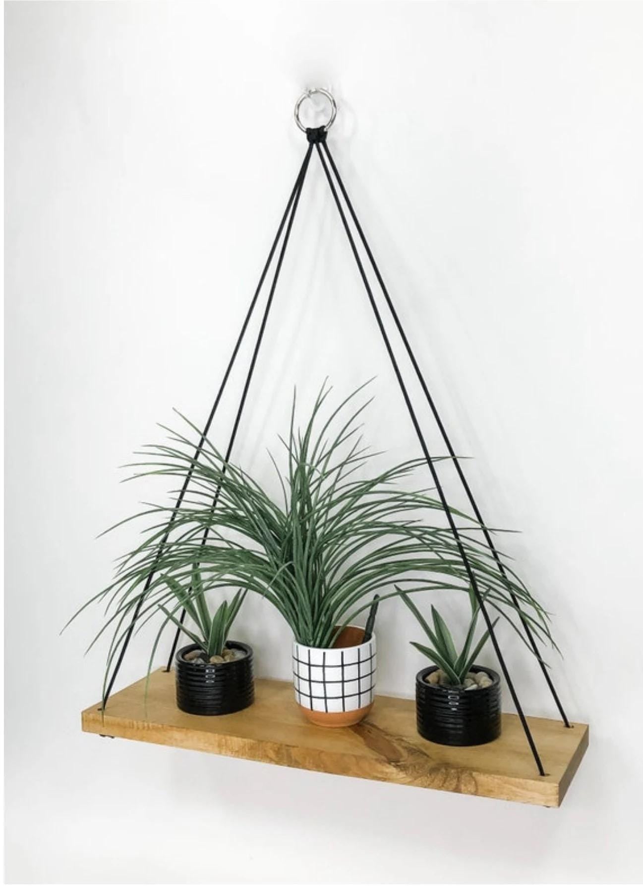 Golden Oak Hanging Shelf: Farmhouse Entryway Shelf, Rustic Small Space Organizer