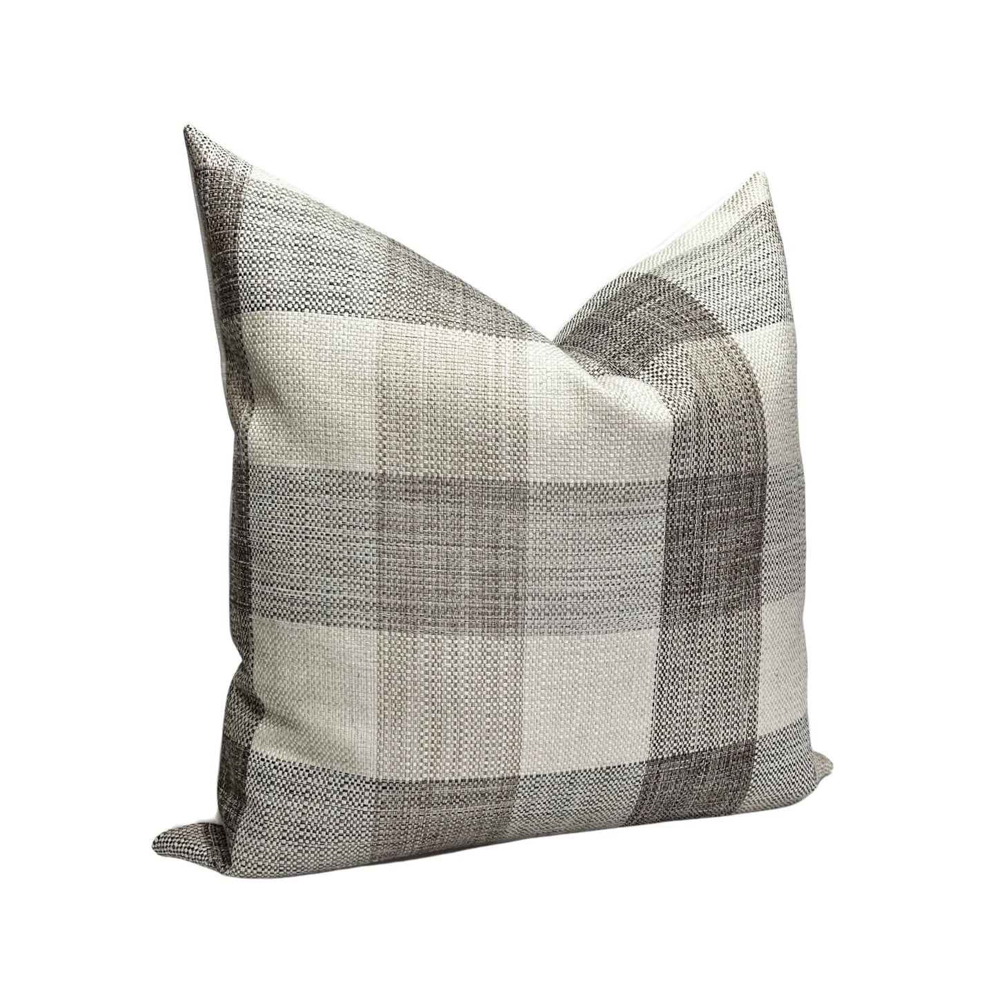 Neutral Plaid Pillow Cover: Farmhouse Throw Pillow, Rustic Accent Cushion