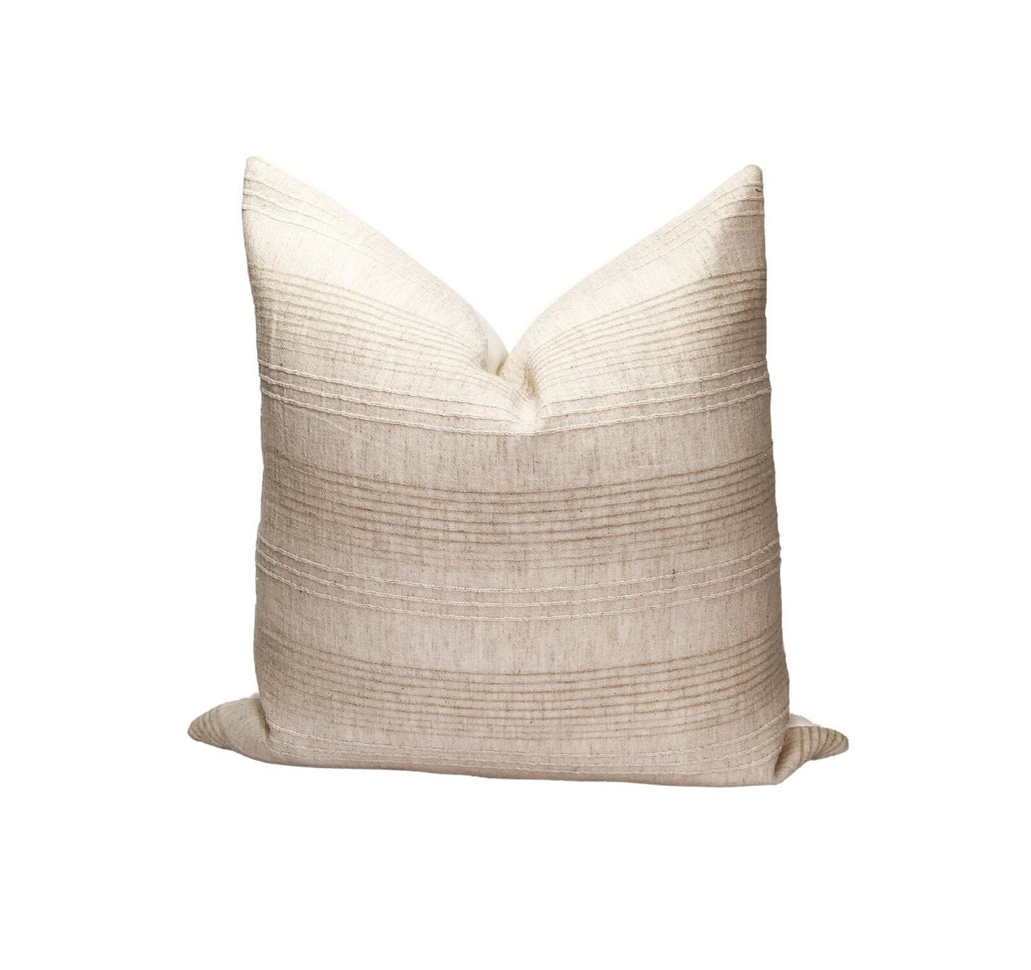 Modern Stripe Linen Pillow Cover: Mid Century Neutral Throw Cushion, Designer Accent