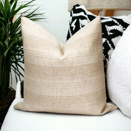 Modern Stripe Linen Pillow Cover: Mid Century Neutral Throw Cushion, Designer Accent