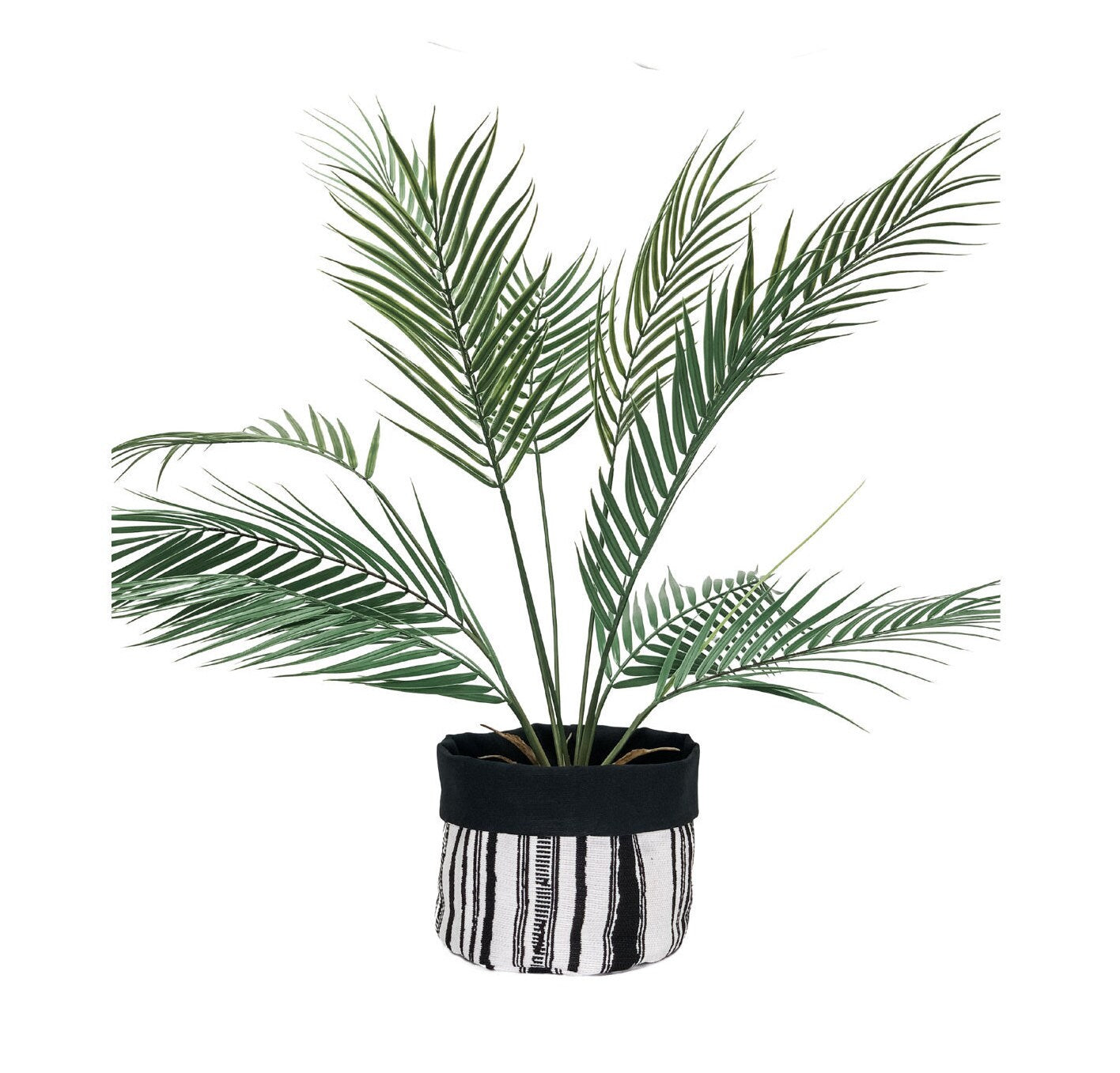 Black & White Stripe Plant Basket: Boho Decor, Minimalist Storage Basket