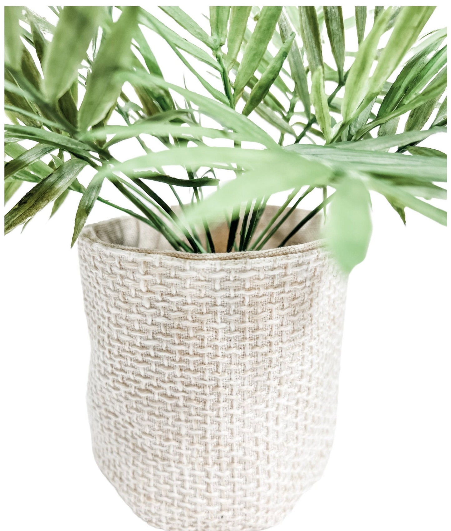 Cream Woven Plant Basket: Neutral Boho Storage Bin & Organizer