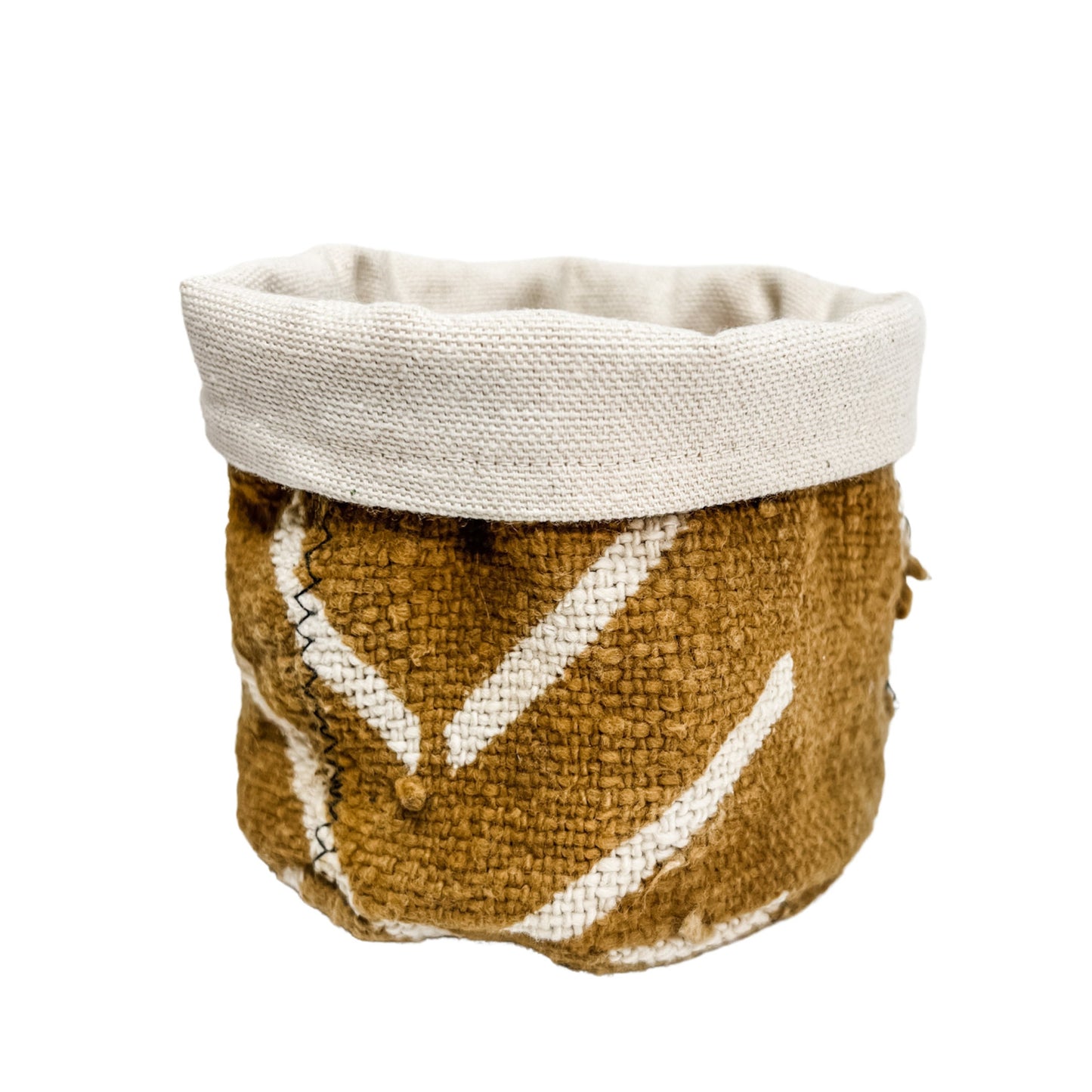 Mudcloth Plant Basket: Boho Planter & Storage Bin for Home Decor