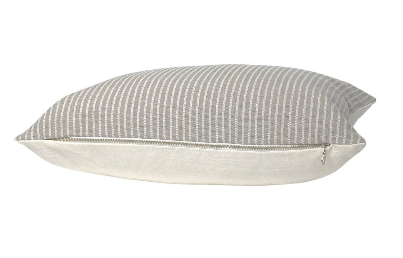 Grey Stripe Linen Pillow Cover: Modern Farmhouse Accent, 14x20