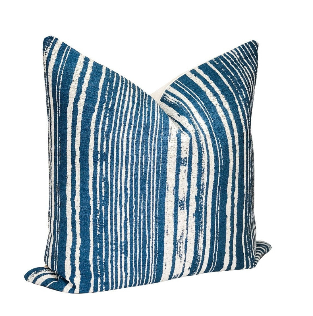 Blue & White Pillow Cover: Boho Throw Cushion, Decorative Accent Pillow