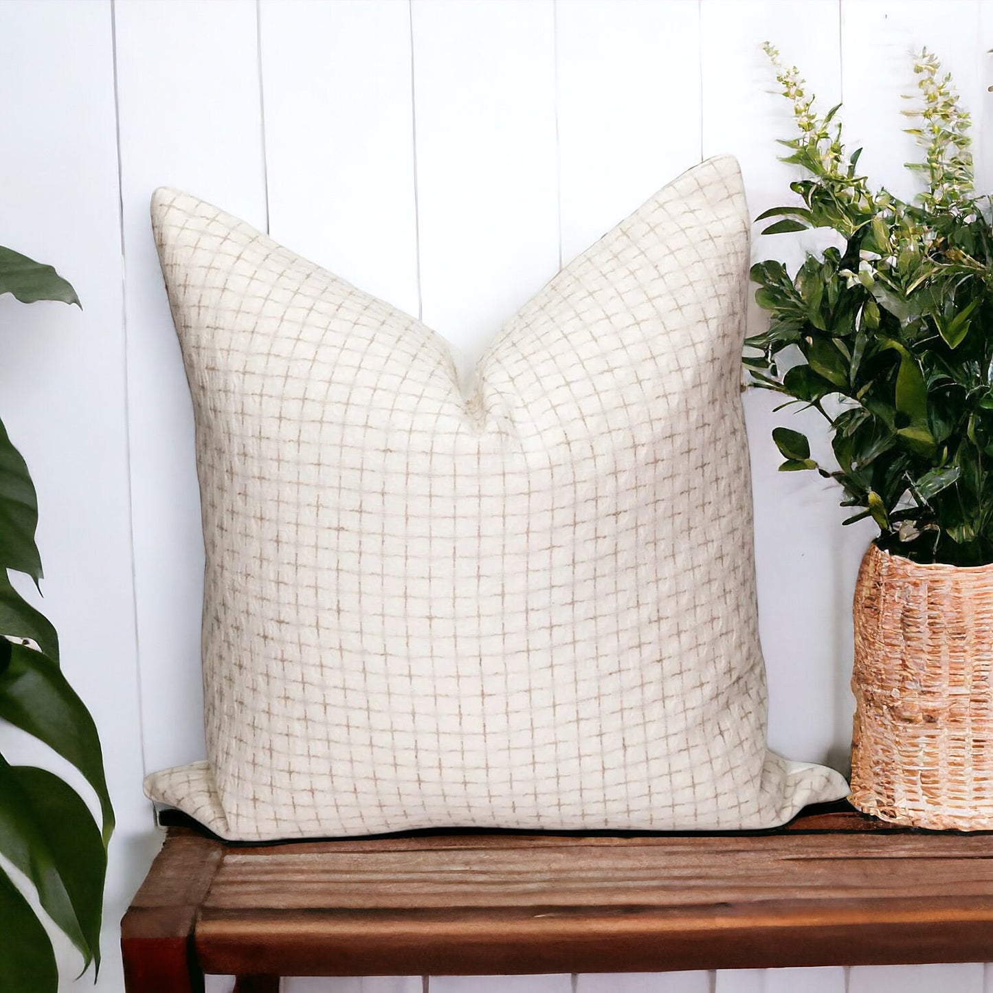 Cream Woven Throw Pillow Cover: Neutral Home Cushion,  Modern Farmhouse Pillow