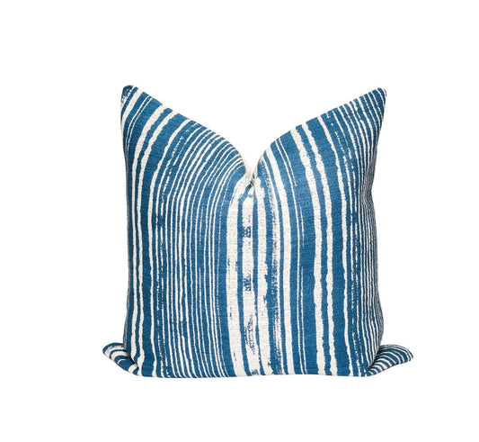 Blue & White Pillow Cover: Boho Throw Cushion, Decorative Accent Pillow