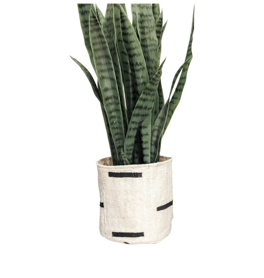 Mudcloth Plant Basket: Boho Storage Bin, Neutral Home Organizer
